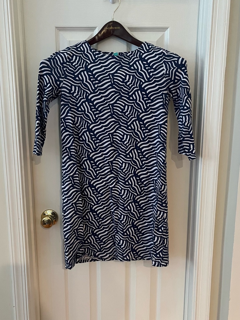 Vineyard Vines Navy & White Zigzag Shift Mini Dress